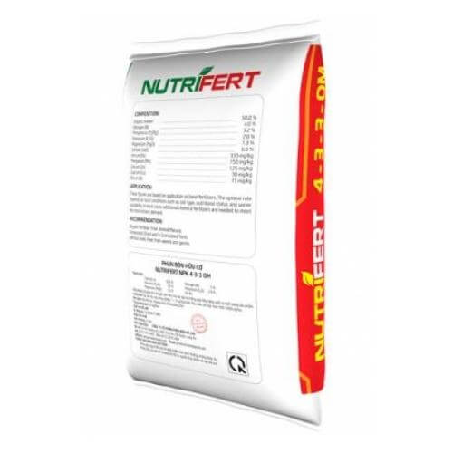 Phân hữu cơ NUTRIFERT 4-3-3+65 mặt sau nghiêng